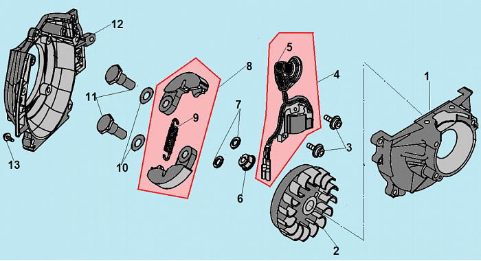 3 СЦЕПЛЕНИЕ - МАХОВИК - МАГНЕТО ТРИММЕР CHAMPION Т256