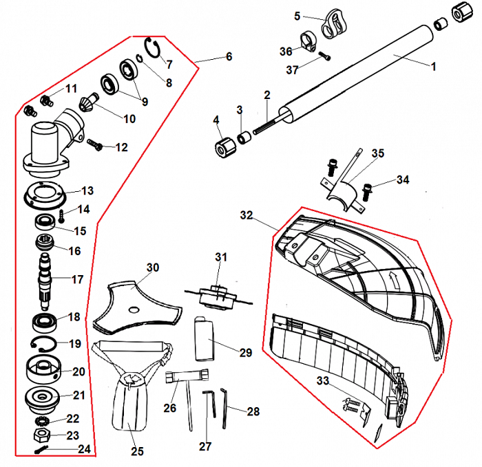 6 РЕДУКТОР - КОЖУХ ТРИММЕР CHAMPION T347-2