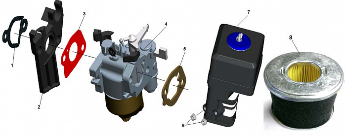 9 КАРБЮРАТОР - ВОЗДУШНЫЙ ФИЛЬТР МОТОПОМПА CHAMPION GHP40-2