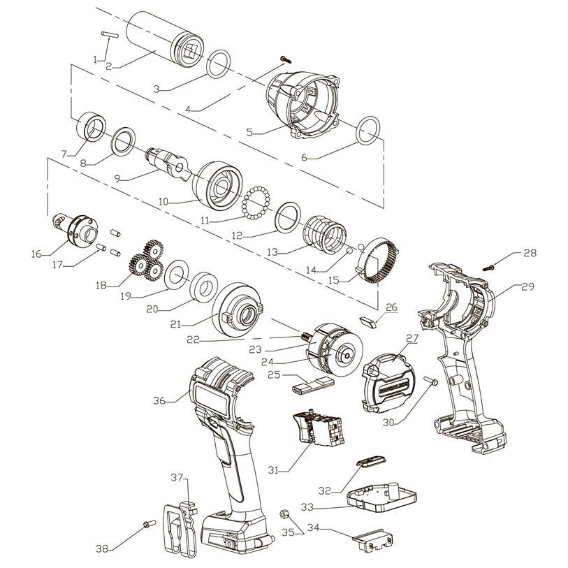 Бесщеточный гайковерт, без АКБ, в коробке CWB-300