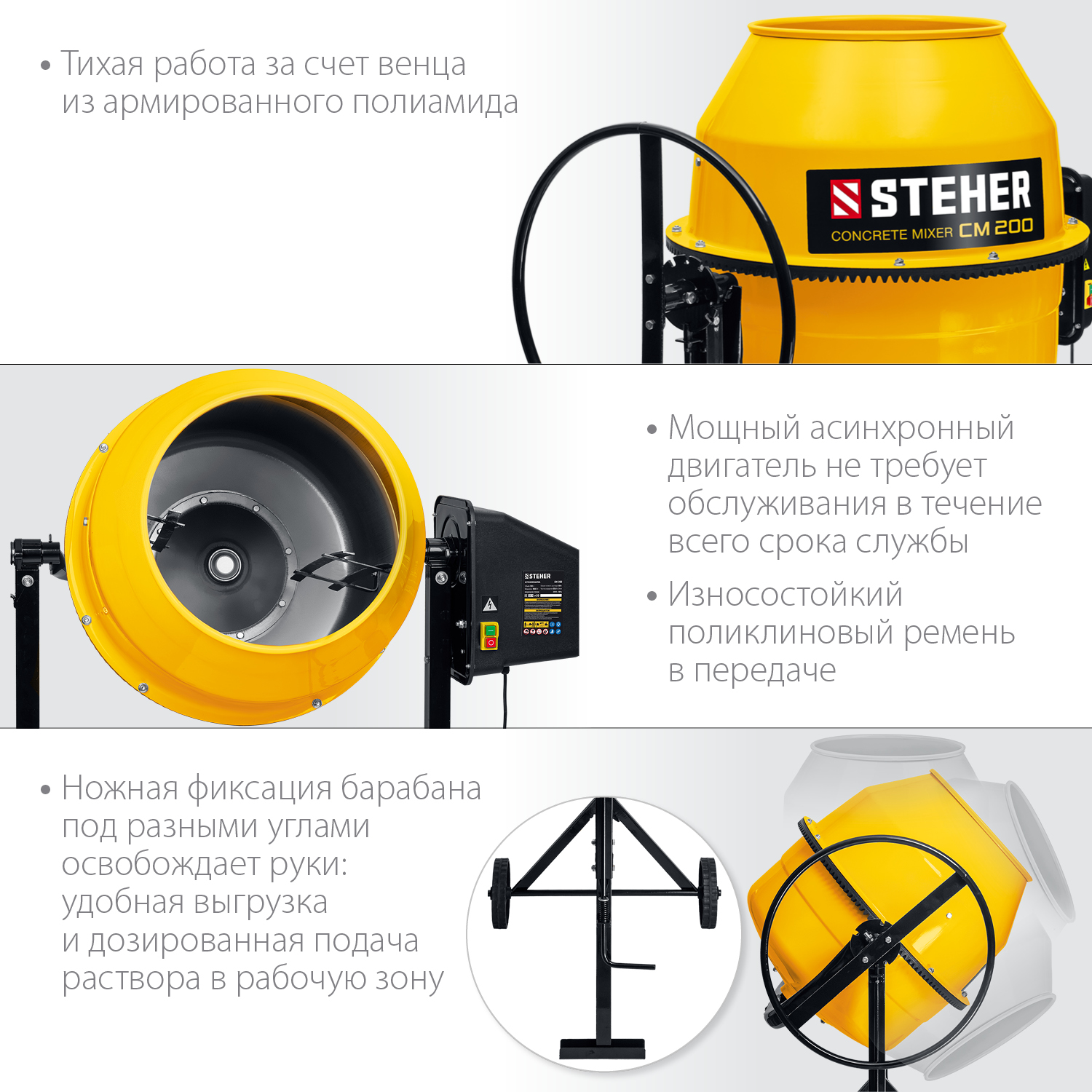 Бетономешалка, полиамидный венец CM-200